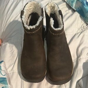 Brown Leather Boots with Fur Lining
